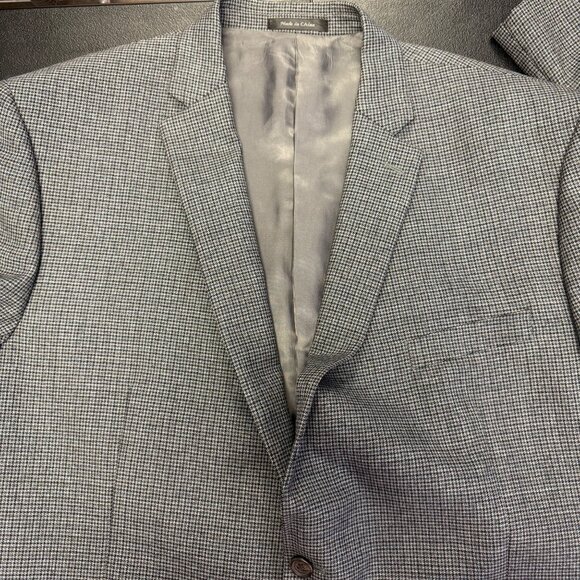 Lauren Ralph Lauren Mens 100% Wool Gray Houndstooth Blazer Size 50L - Picture 8 of 11